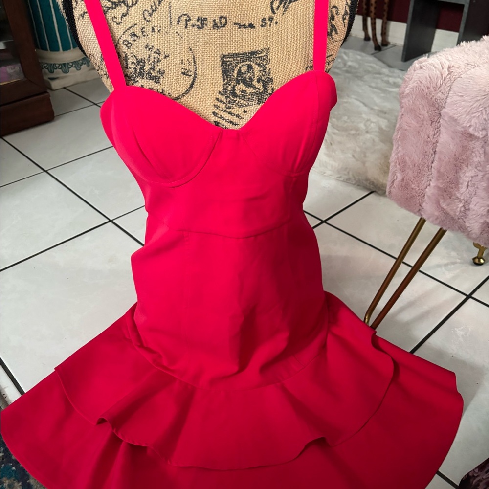 SLANE Vibrant Red Mini Dress